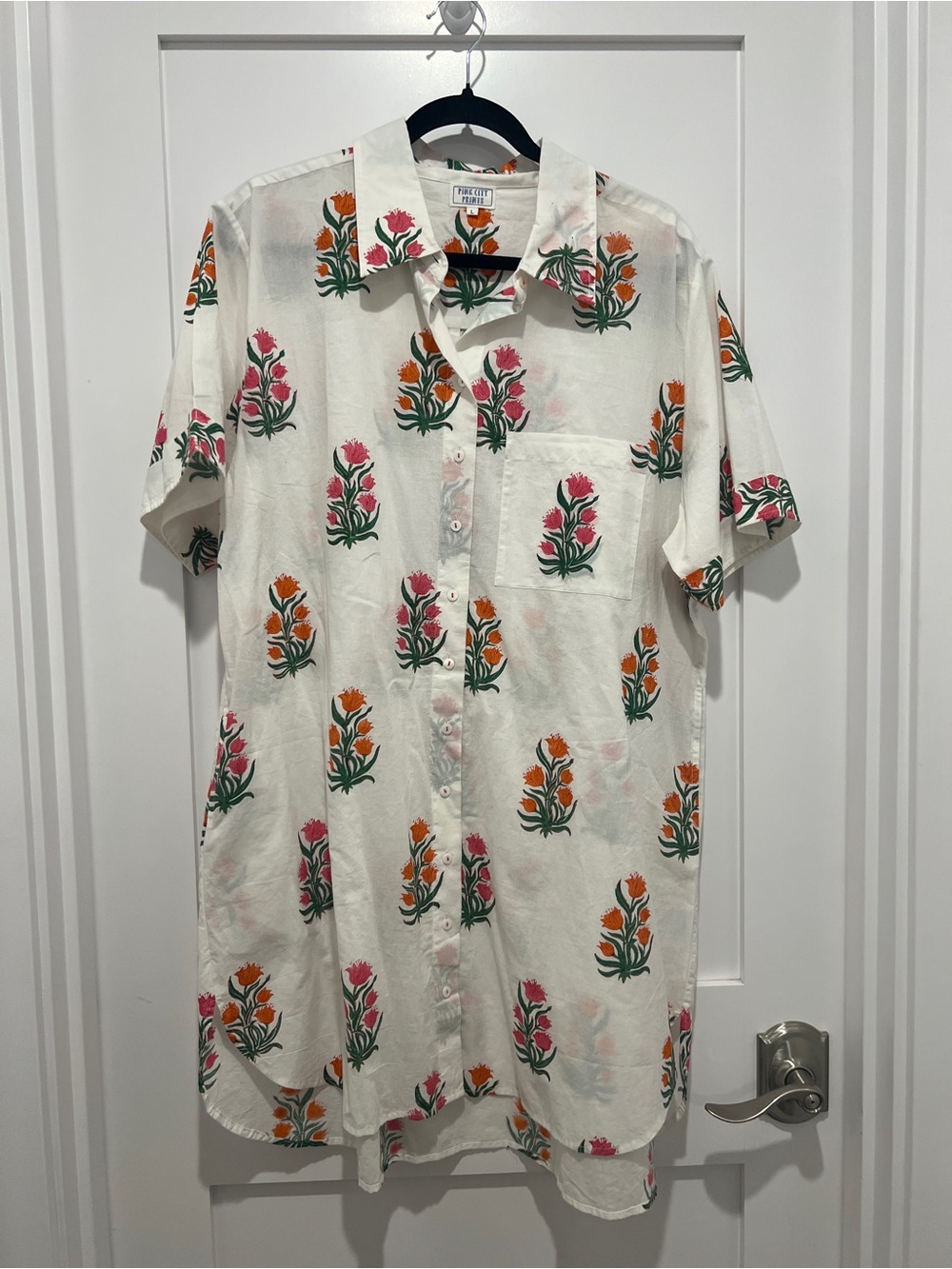Pink City Prints Floral Button-Down Shirt Dress - Woman’s large